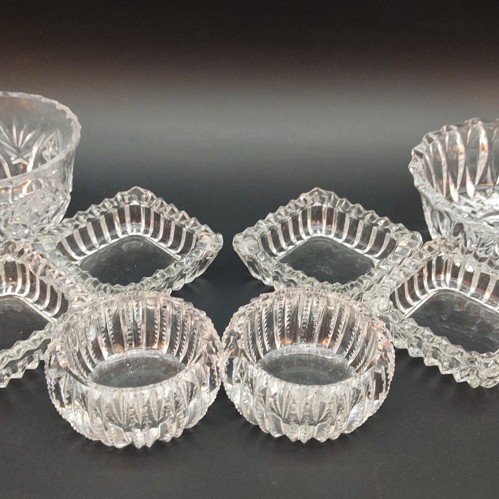 8 Crystal Pin Dishes, Bowls, Trinket Trays, Candy Dishes